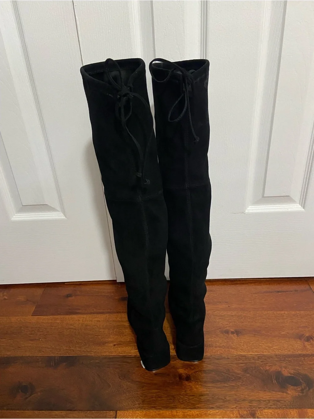 Stuart Weitzman black suede leather over the knee stretch boots 5 NWOT